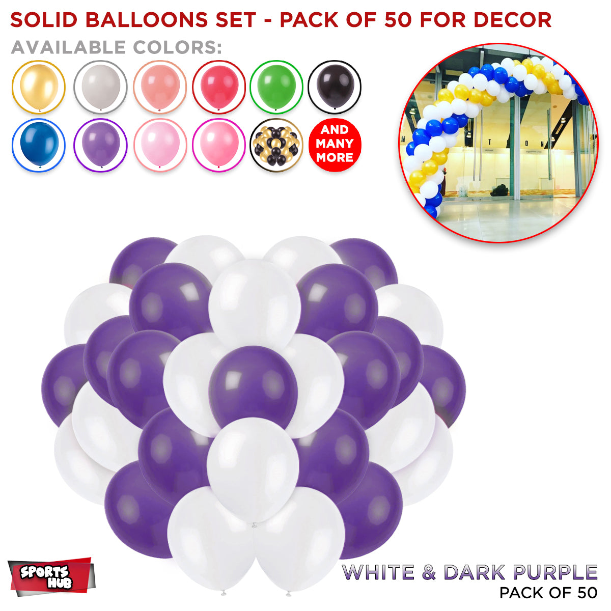 Solid Latex Balloons 50 Pcs