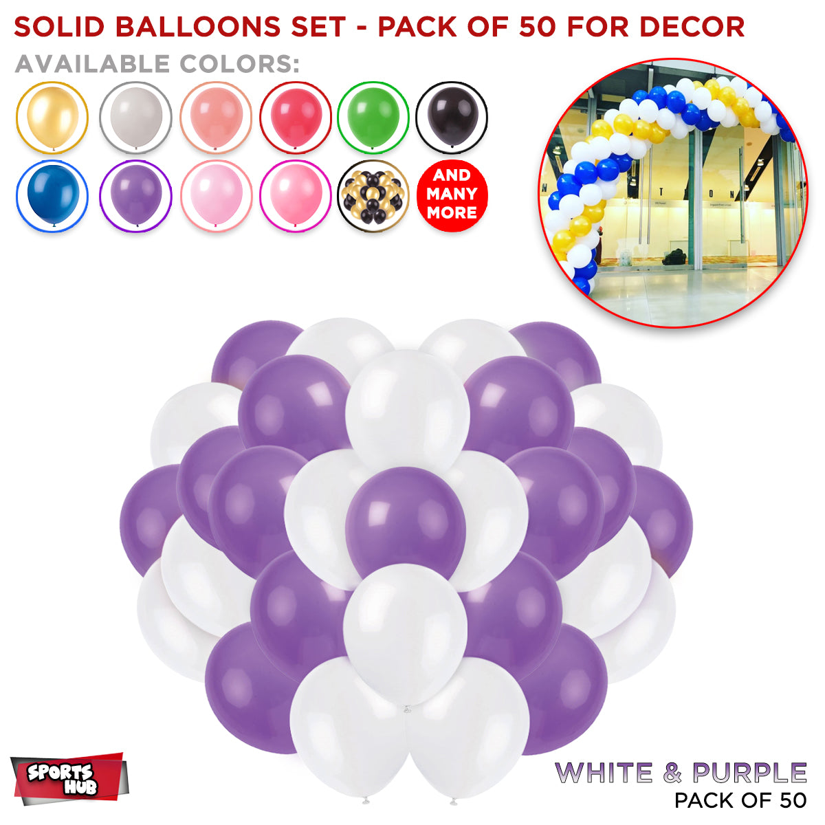 Solid Latex Balloons 50 Pcs