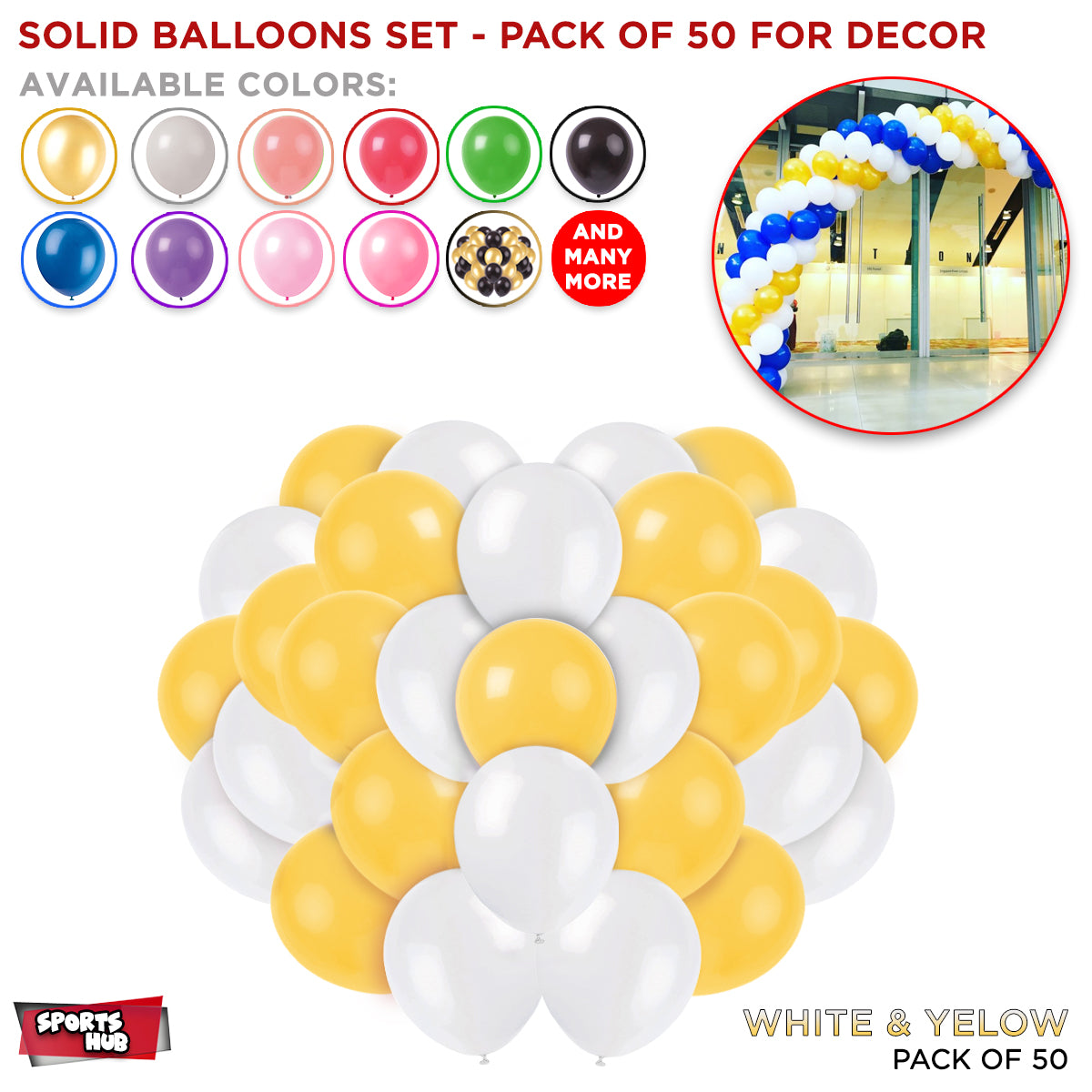 Solid Latex Balloons 50 Pcs