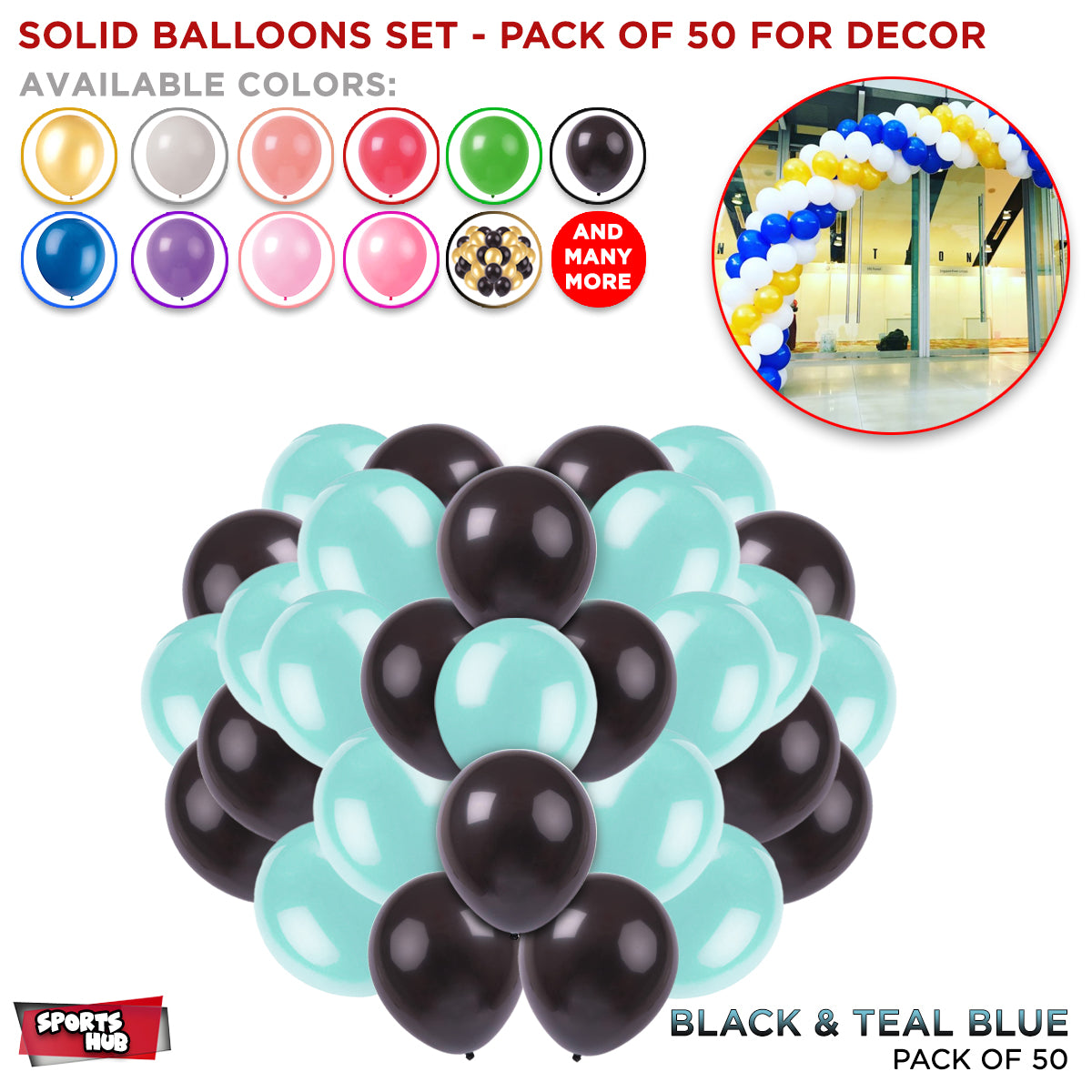 Solid Latex Balloons 50 Pcs