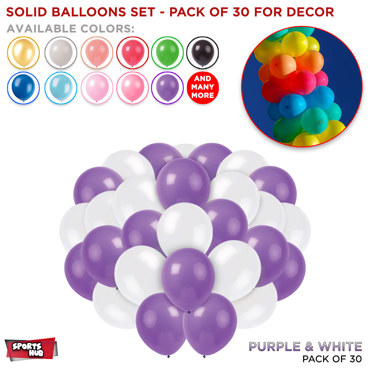 Solid Latex Balloons 30 Pcs