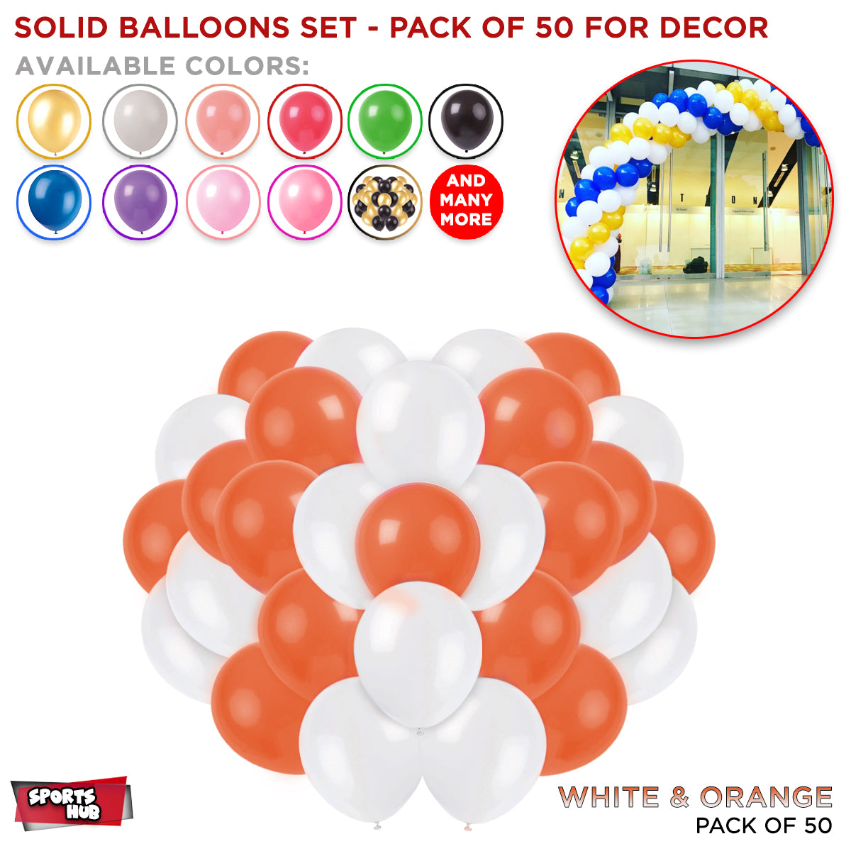 Solid Latex Balloons 50 Pcs