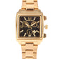Rectangle Black Chronograph Dial - Gold Chain - 019