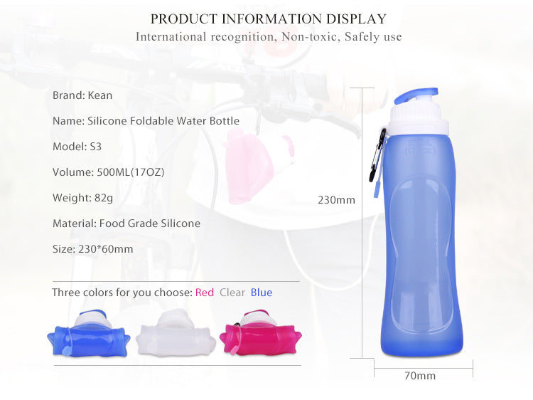 S3 - Silicone Folding - Water Bottle - Pink / White