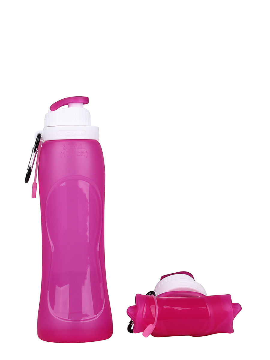 S3 - Silicone Folding - Water Bottle - Pink / White
