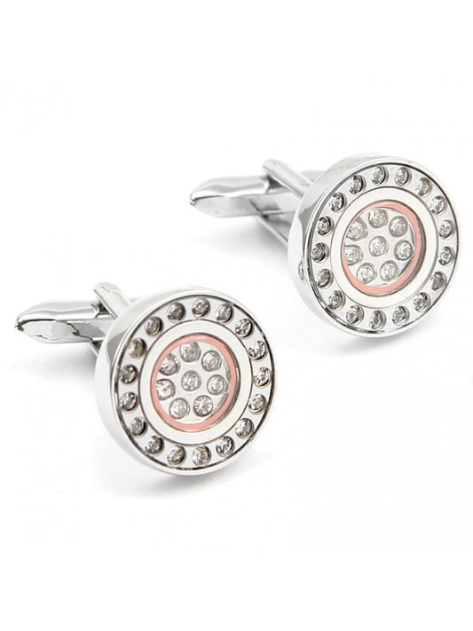 Round Crystal Cufflinks with Radial Frame