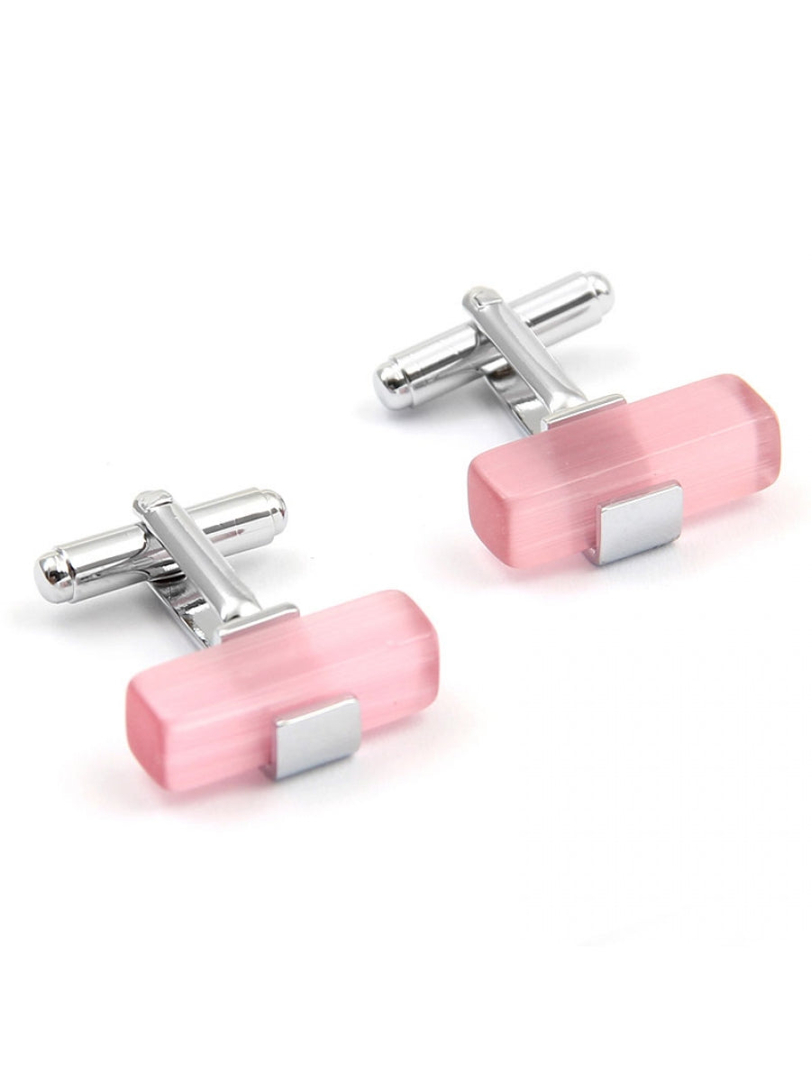 Pink Fiber Glass Bar Cufflinks