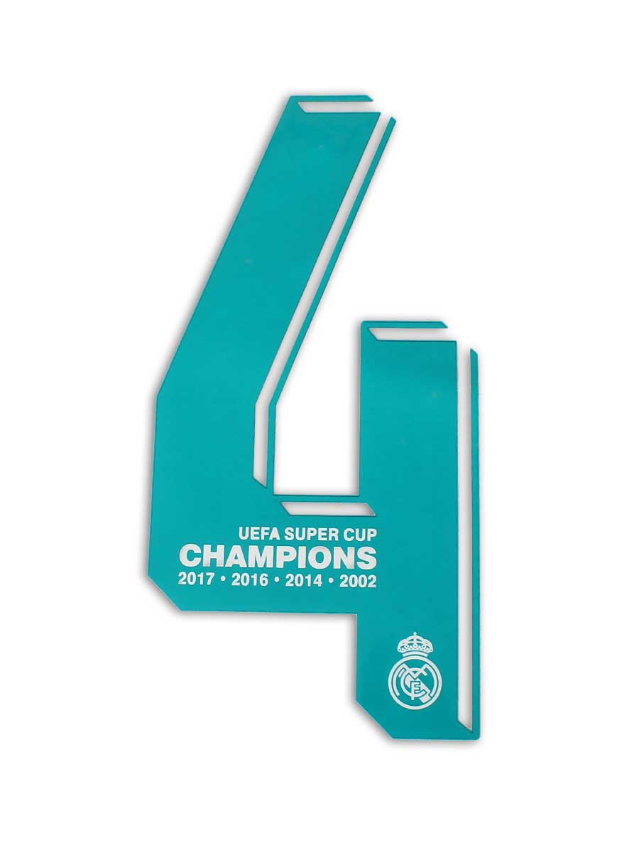 Uefa Super Cup Champions 4 - Heat Press Sticker - For Real Madrid Home