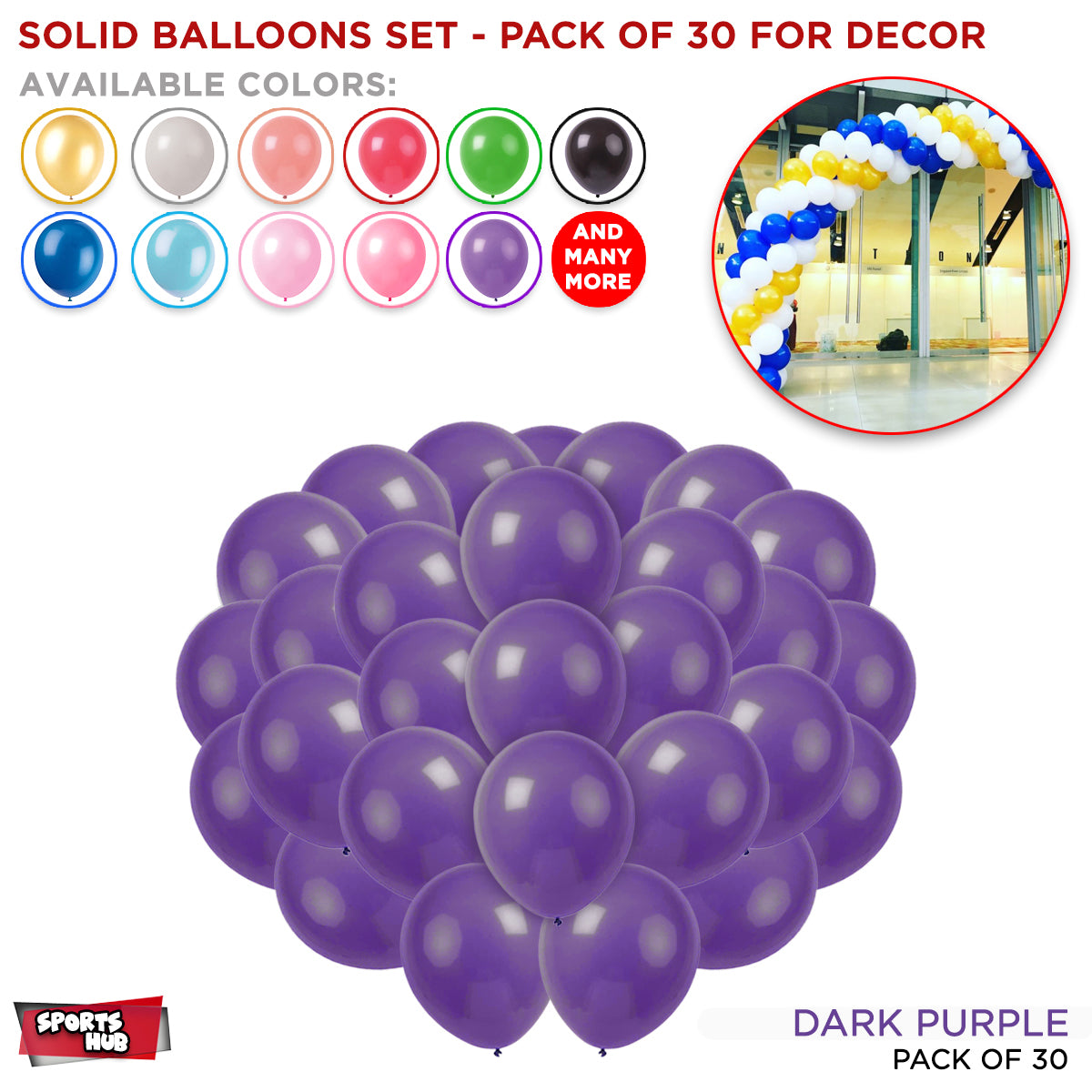 Solid Latex Balloons 30 Pcs