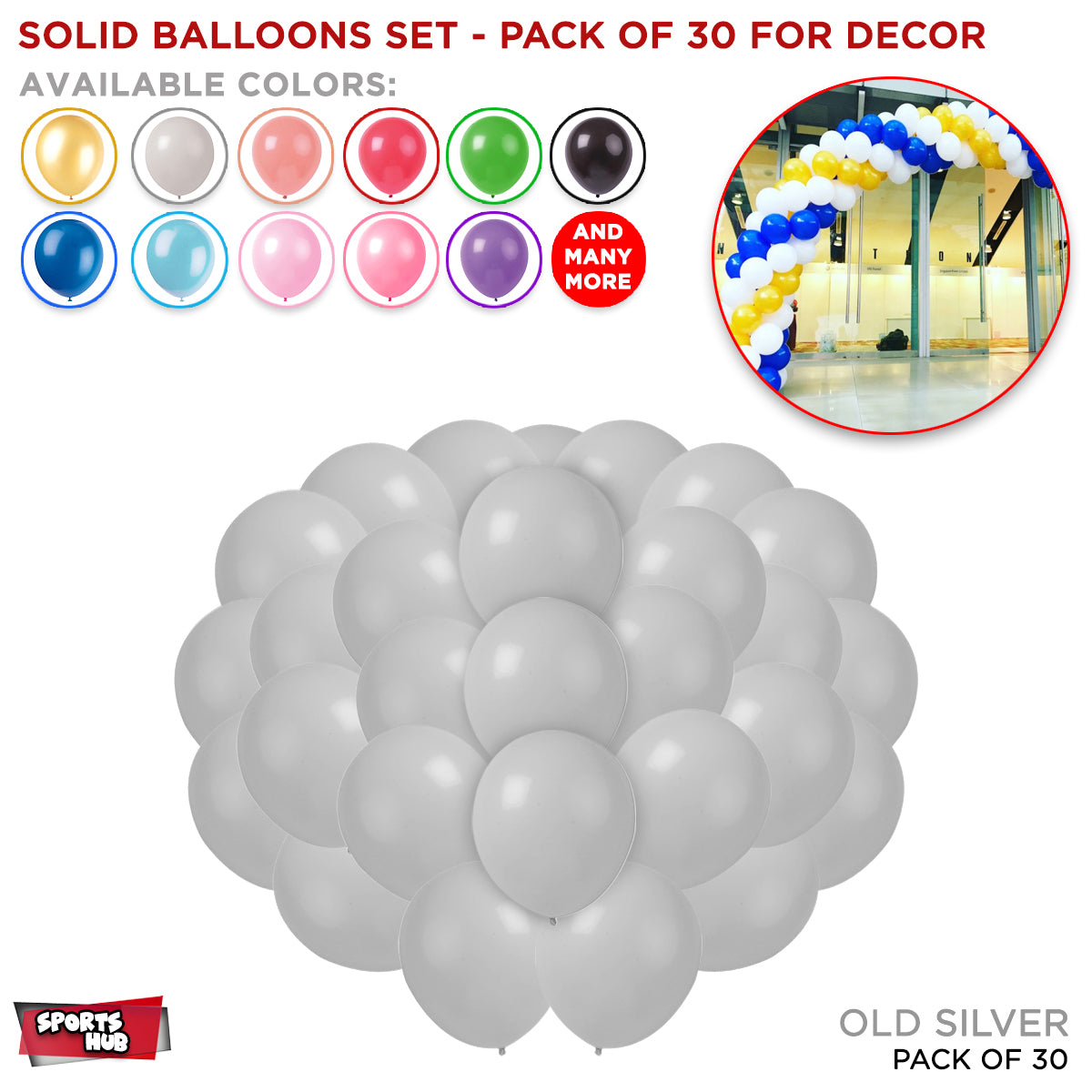 Solid Latex Balloons 30 Pcs