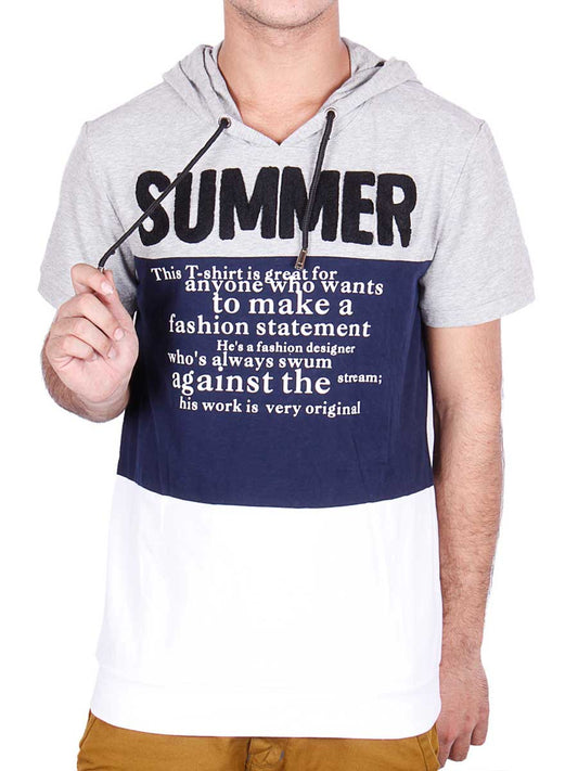 Summer Hoody T-Shirt - Grey / Dark Blue