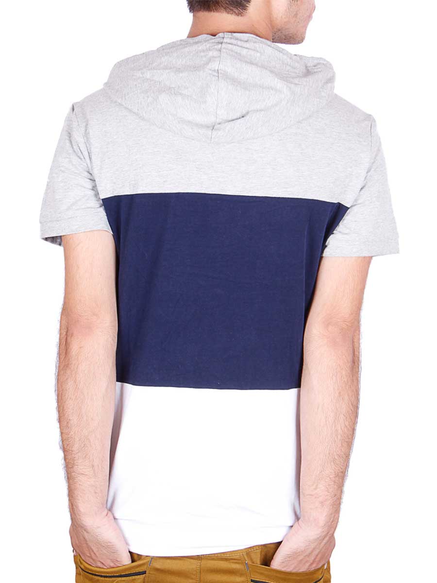 Summer Hoody T-Shirt - Grey / Dark Blue