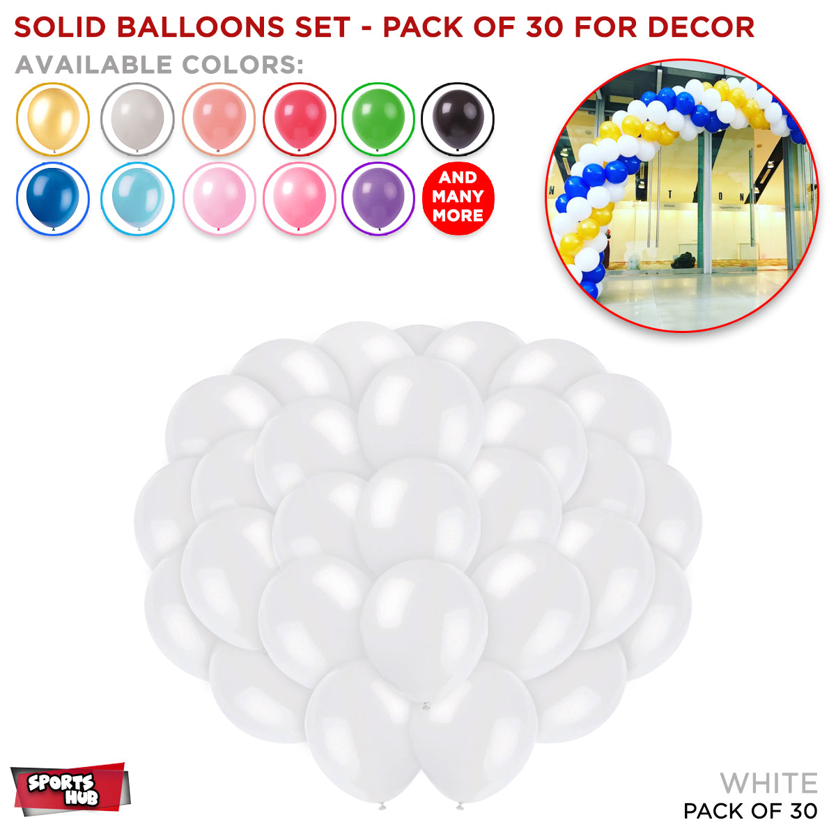 Solid Latex Balloons 30 Pcs