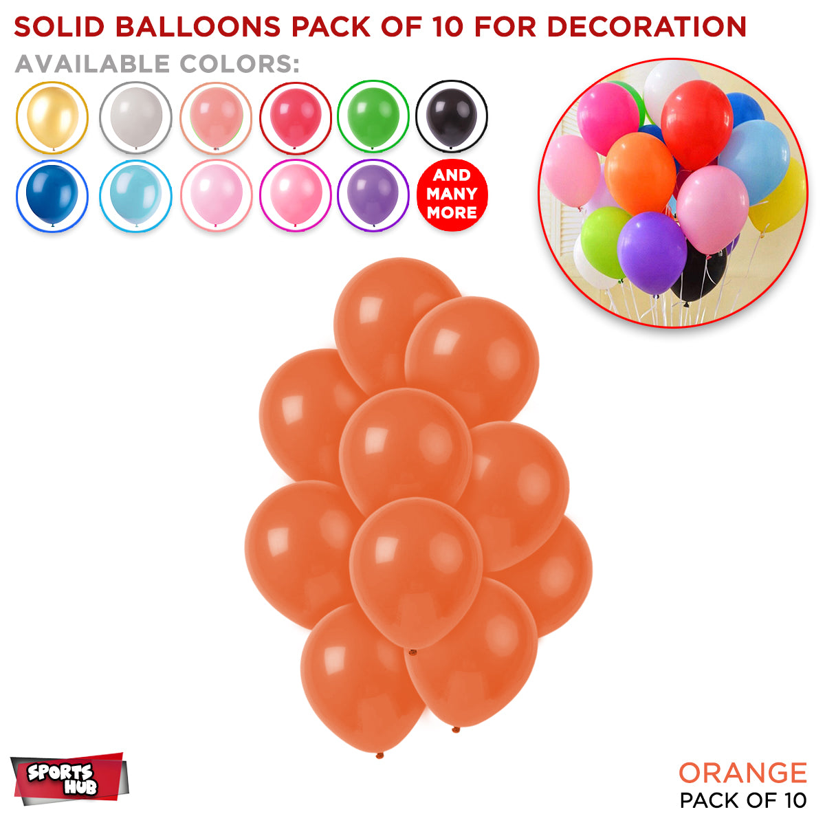 Solid Latex Balloons 10 Pcs