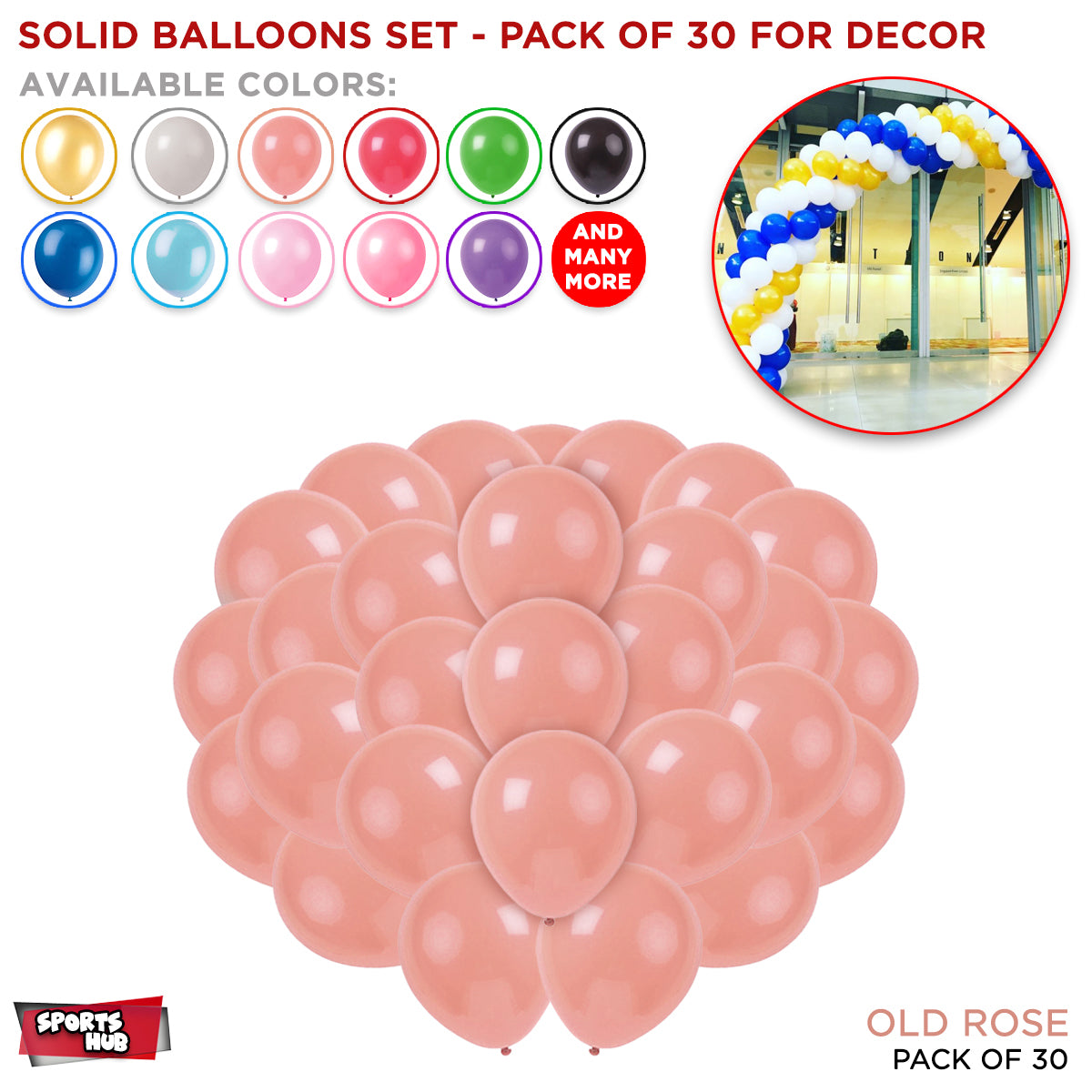 Solid Latex Balloons 30 Pcs