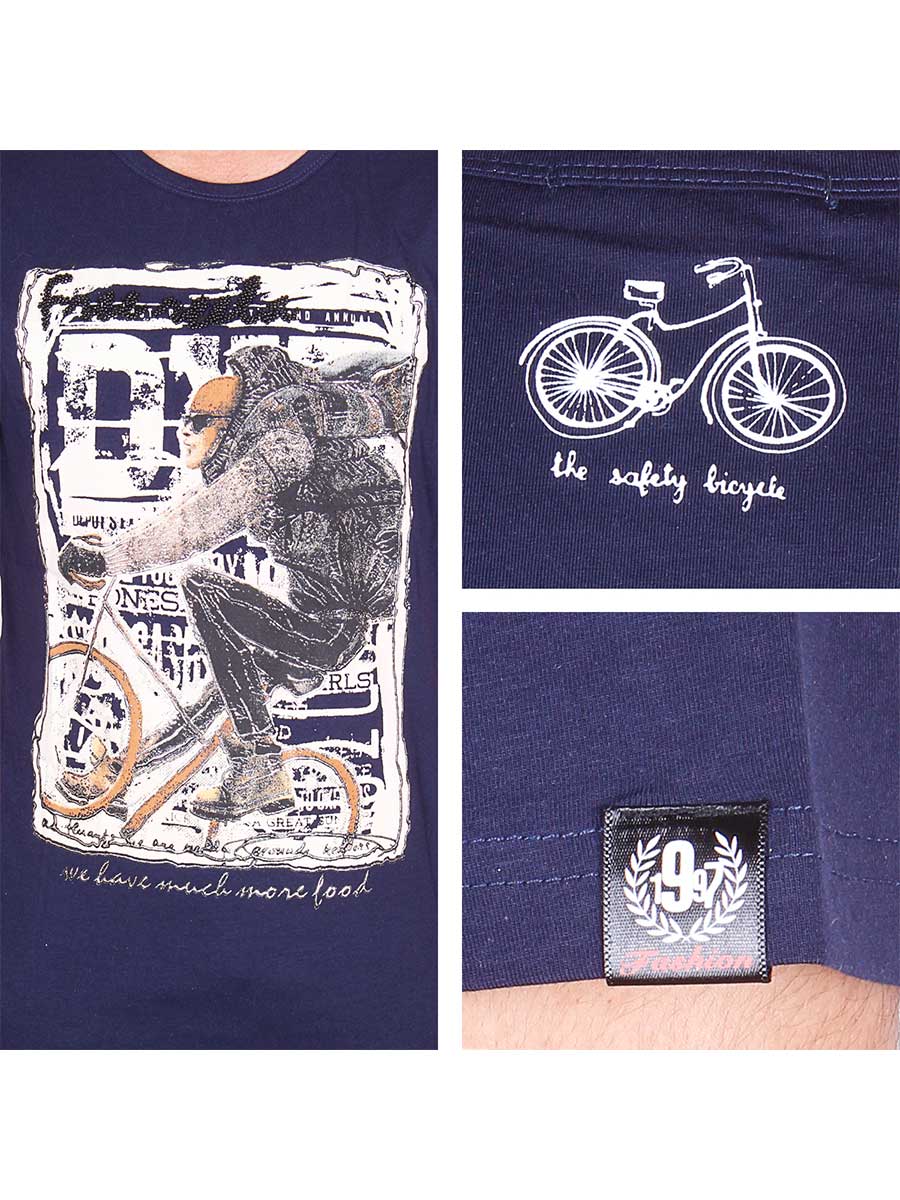 Bicycle Printed T-Shirt - Dark Blue