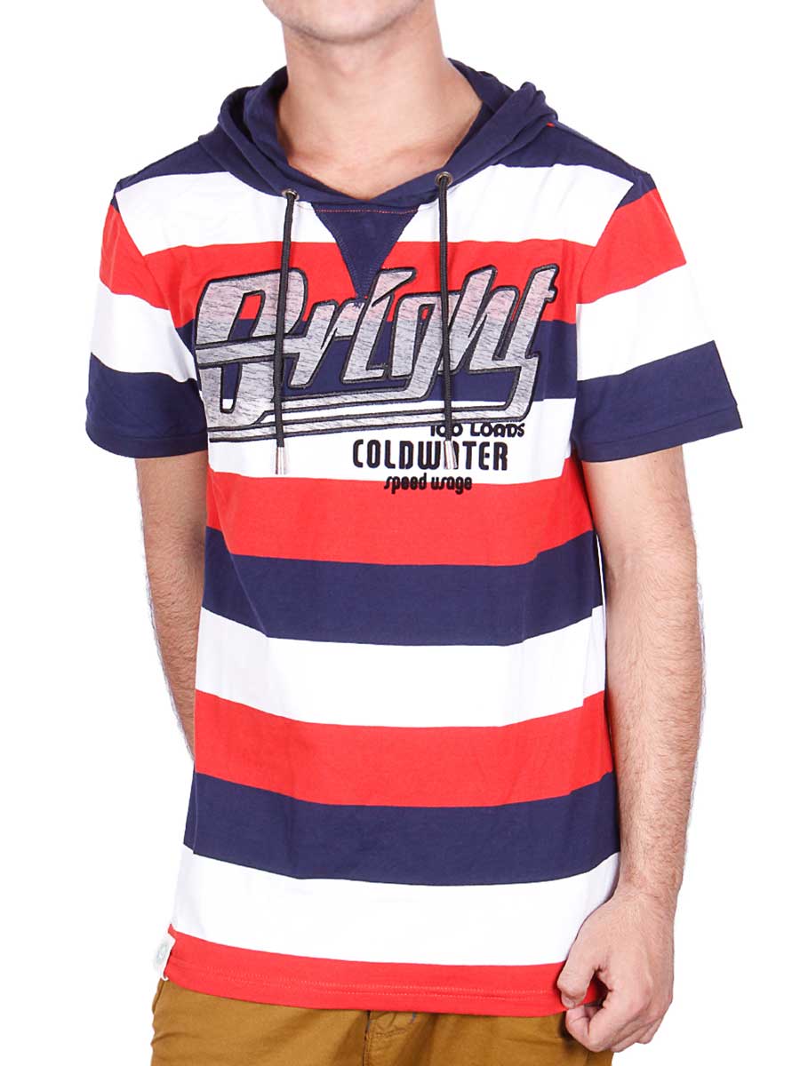 Stripes Hoody T-Shirt - Orange / White