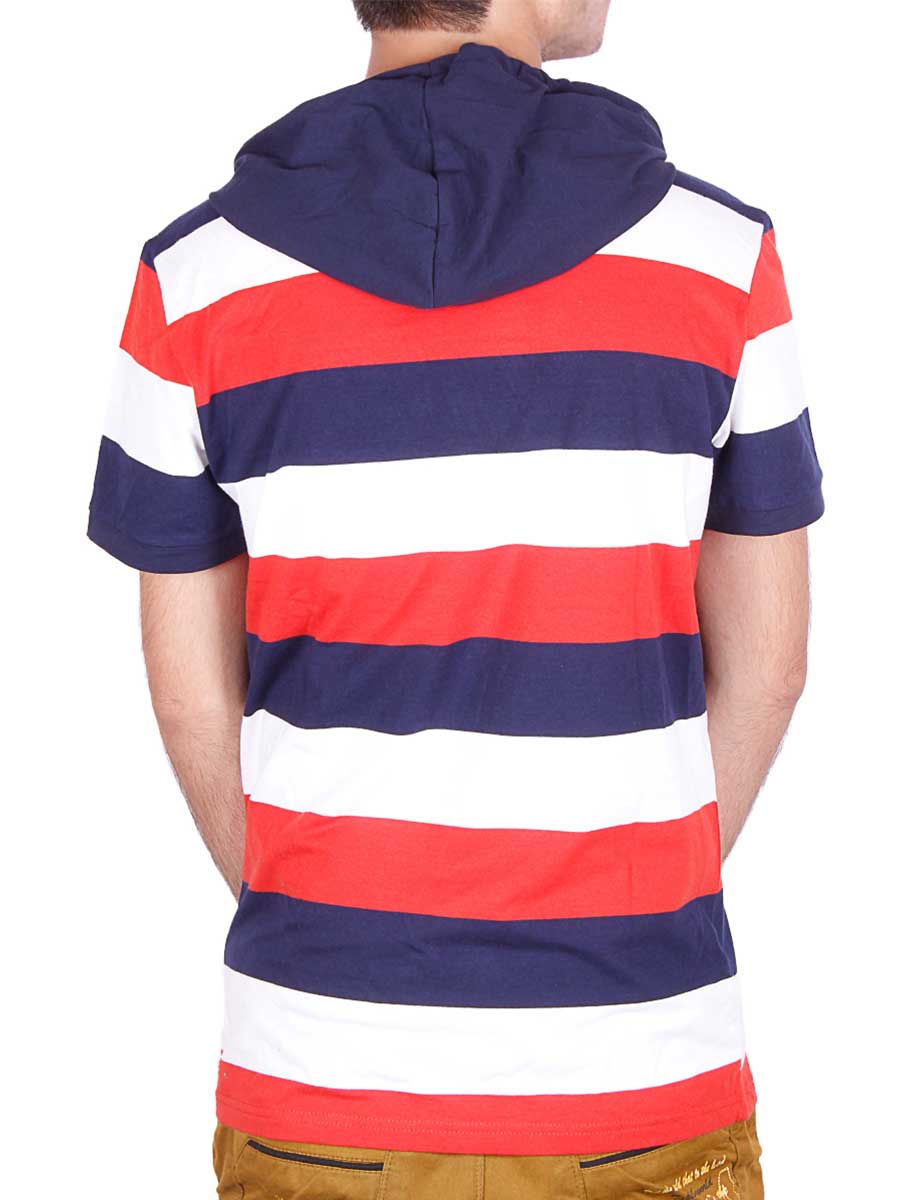 Stripes Hoody T-Shirt - Orange / White