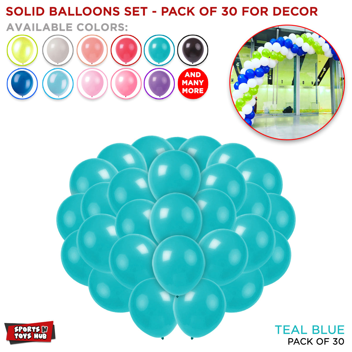 Solid Latex Balloons 30 Pcs