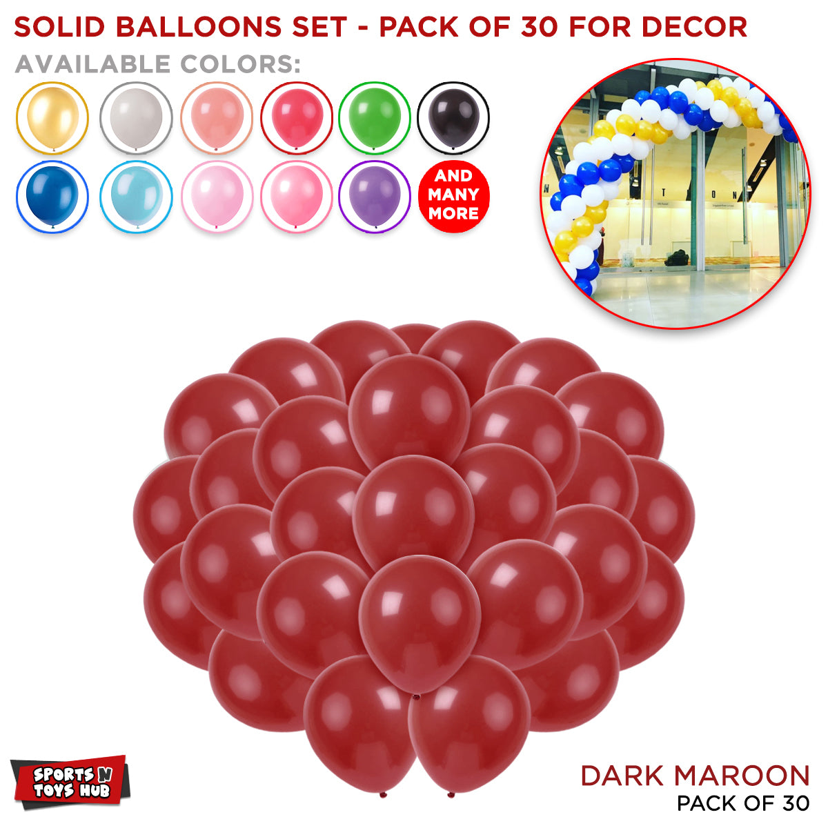 Solid Latex Balloons 30 Pcs