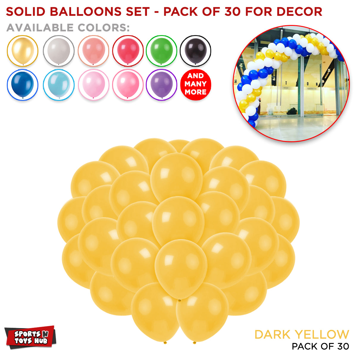 Solid Latex Balloons 30 Pcs