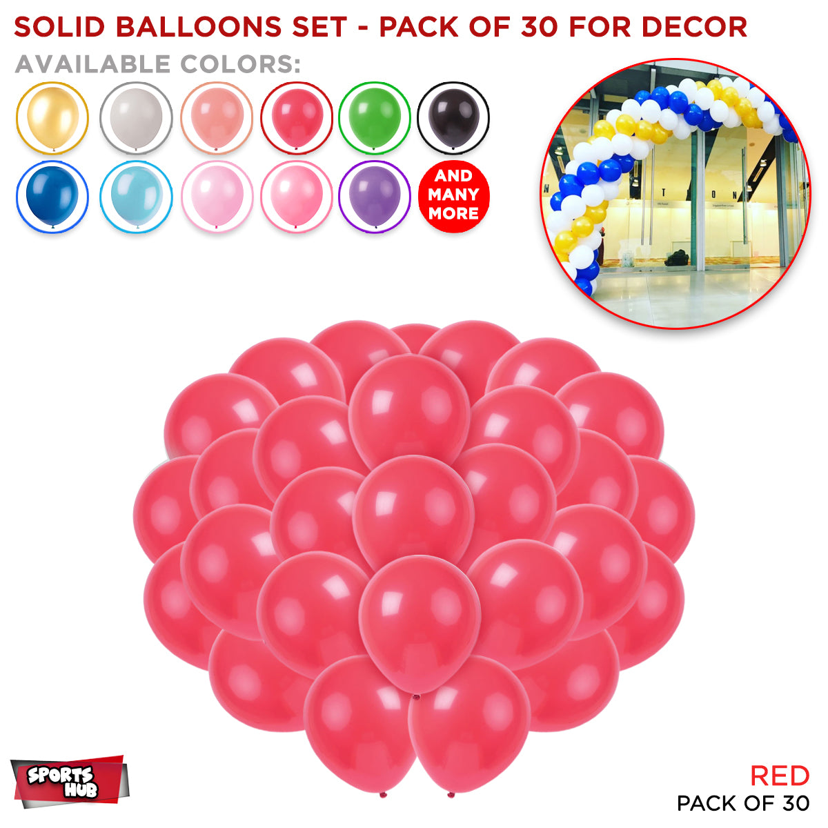 Solid Latex Balloons 30 Pcs