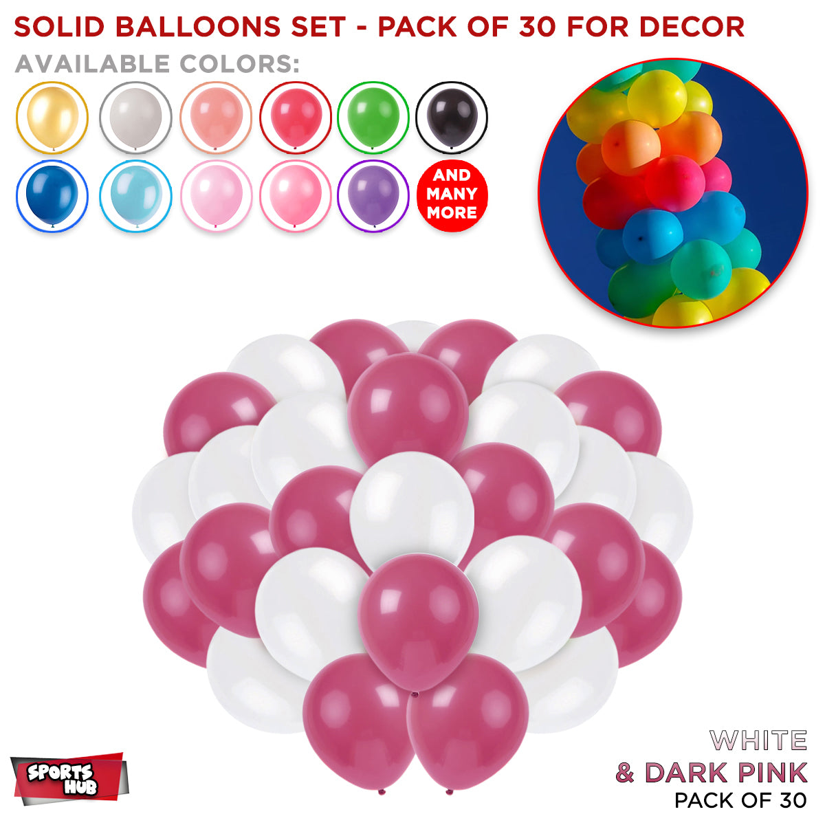 Solid Latex Balloons 30 Pcs