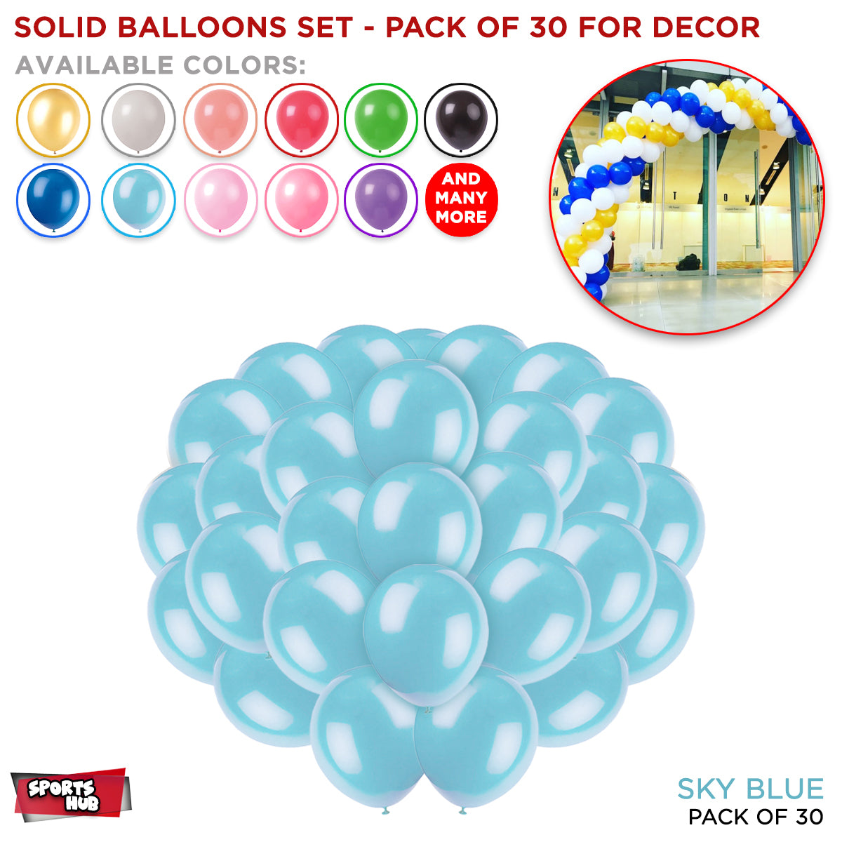 Solid Latex Balloons 30 Pcs