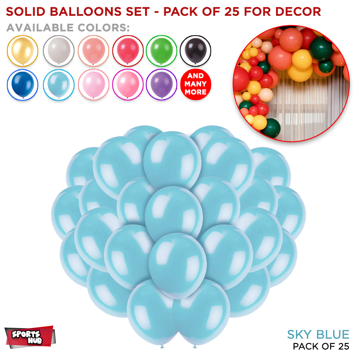 Solid Latex Balloons 25 Pcs