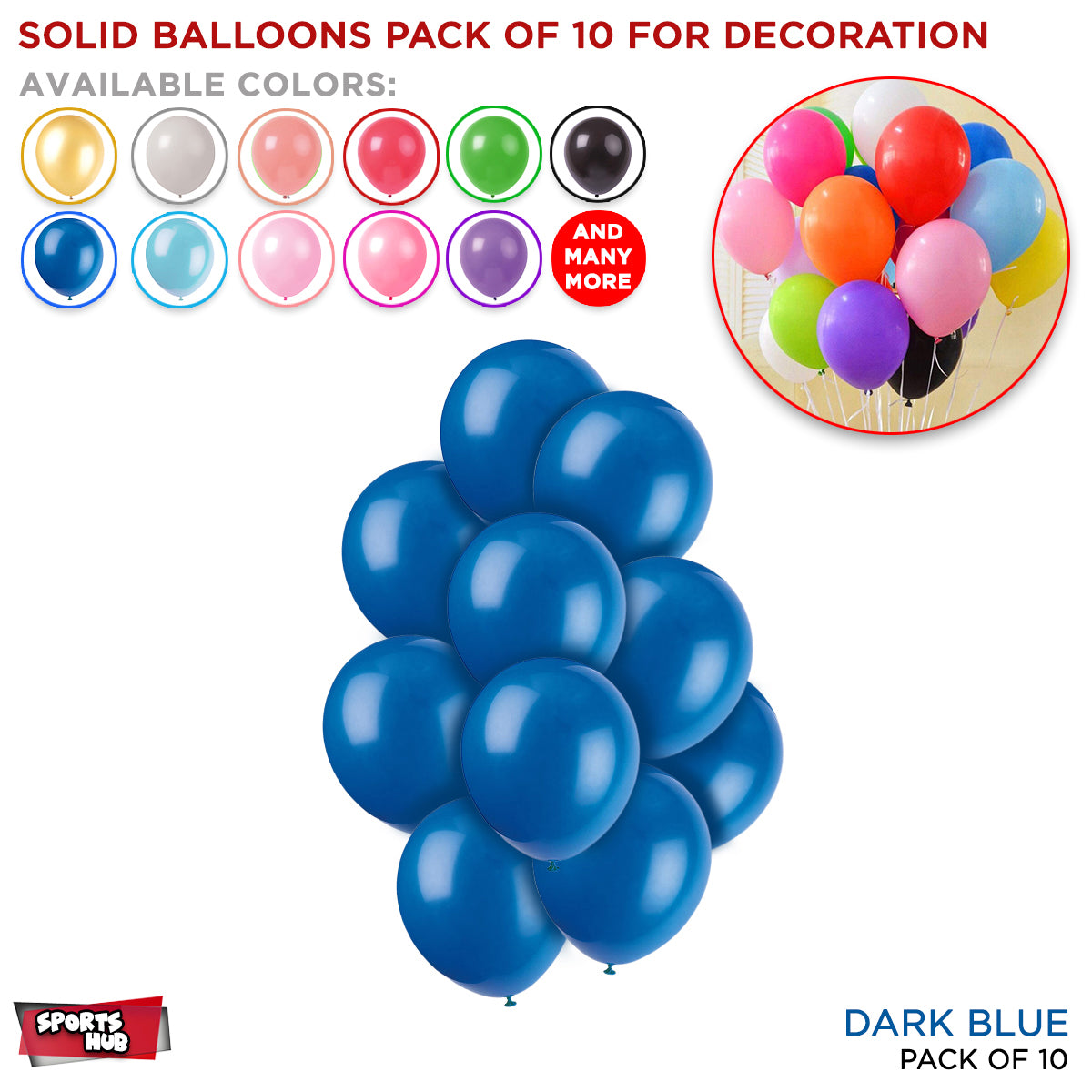 Solid Latex Balloons 10 Pcs