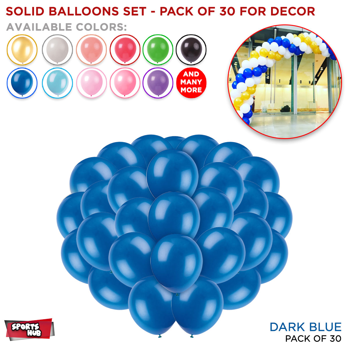 Solid Latex Balloons 30 Pcs