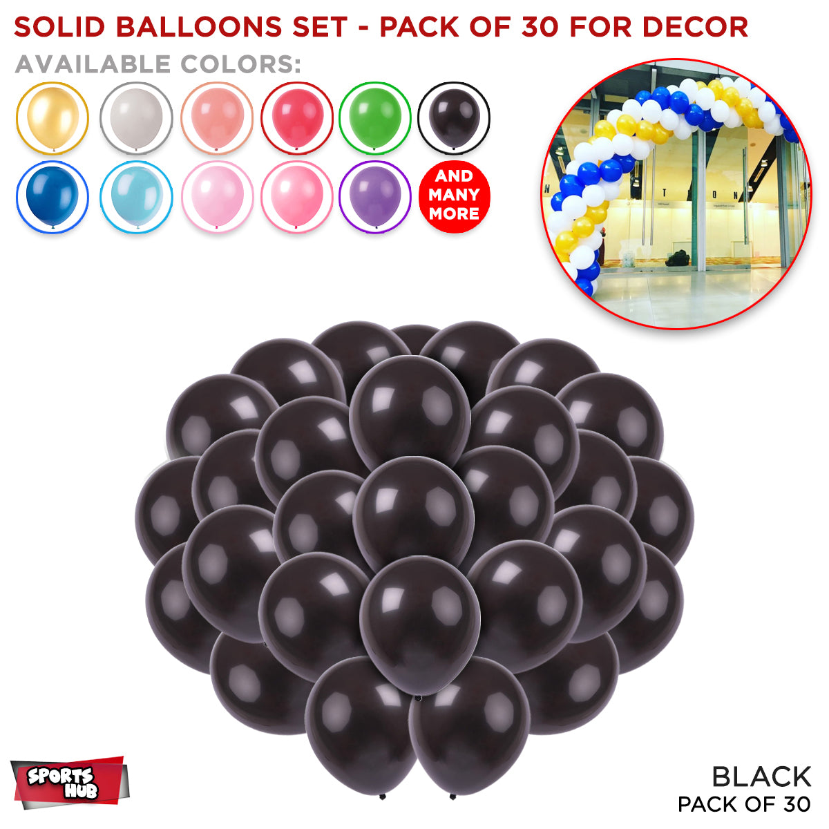 Solid Latex Balloons 30 Pcs