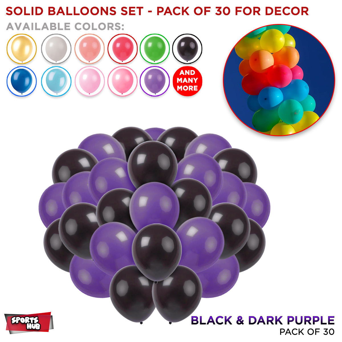 Solid Latex Balloons 30 Pcs