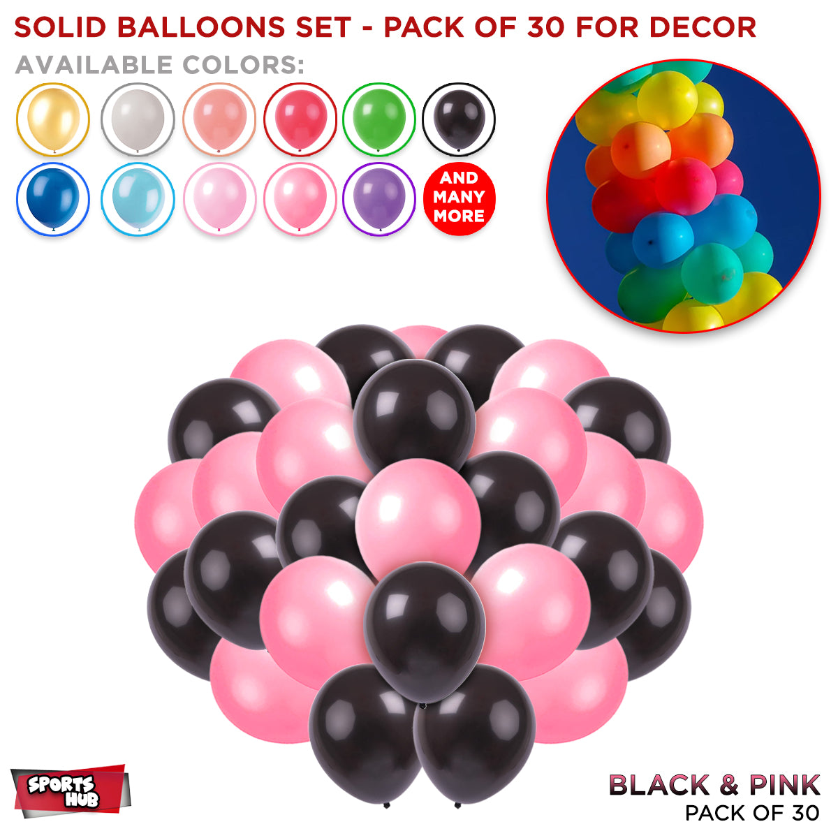 Solid Latex Balloons 30 Pcs