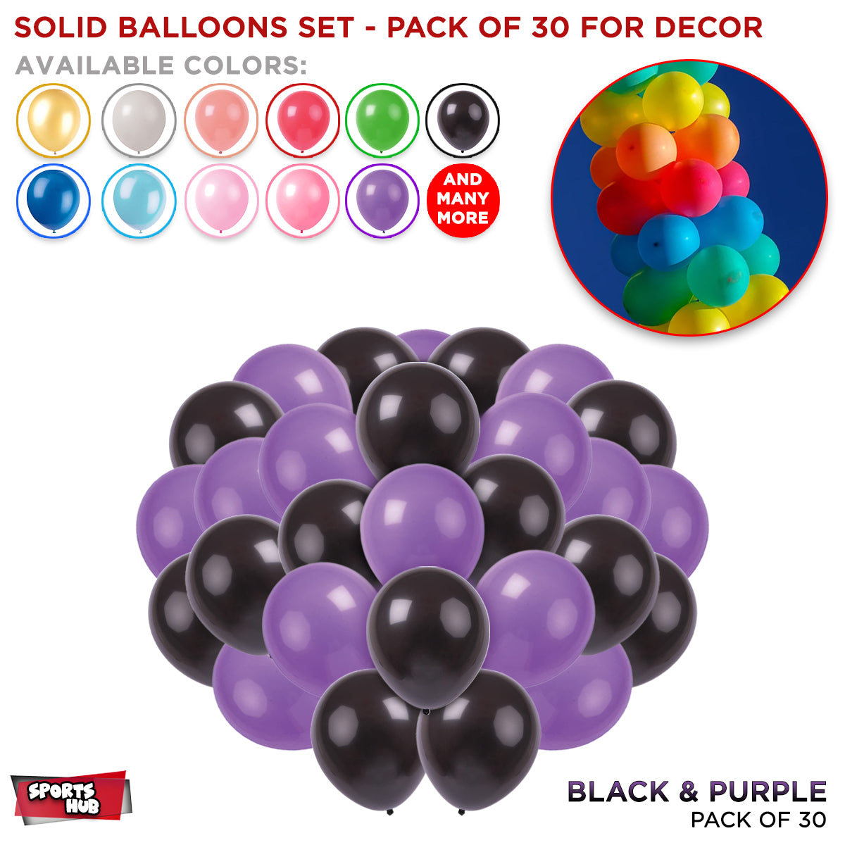 Solid Latex Balloons 30 Pcs