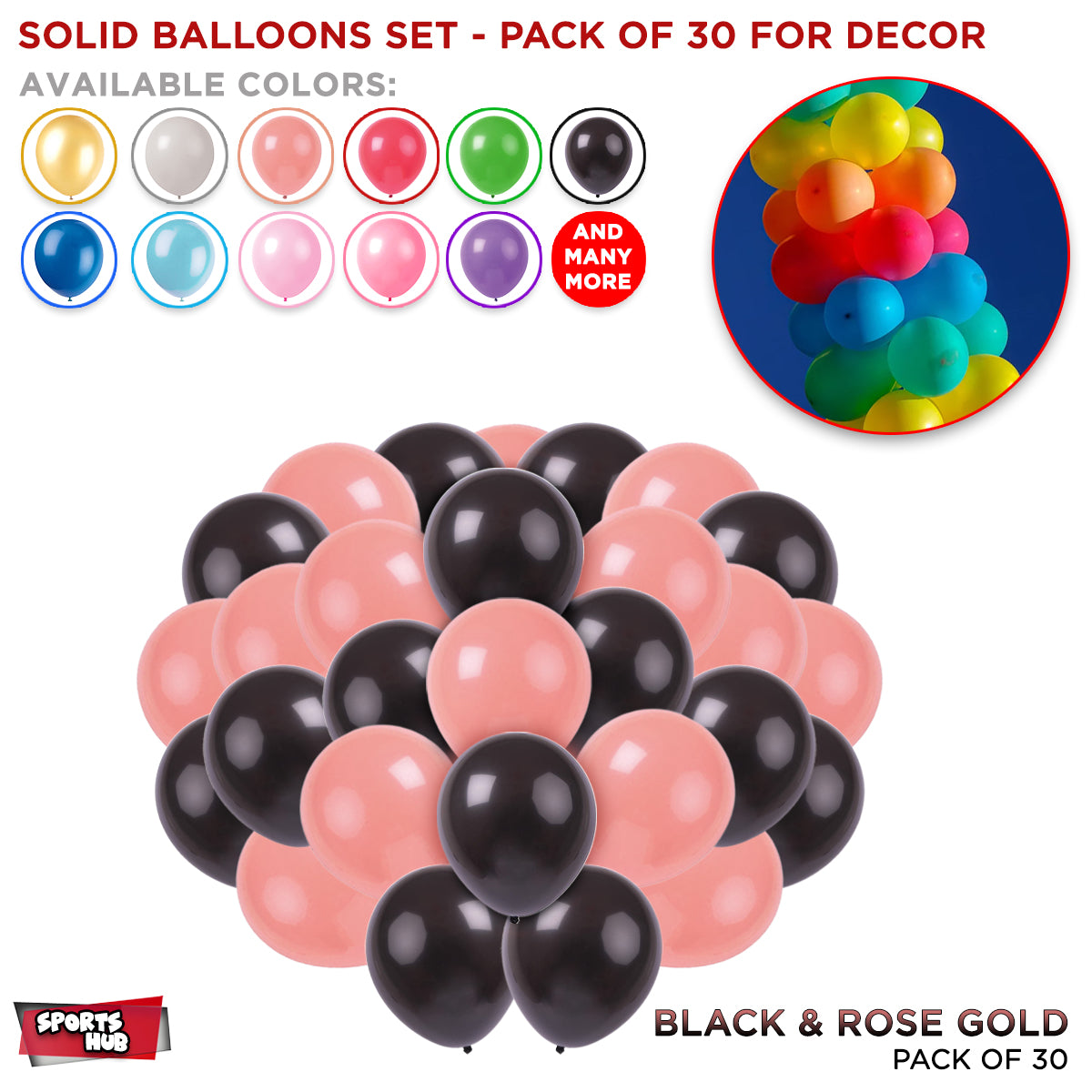 Solid Latex Balloons 30 Pcs