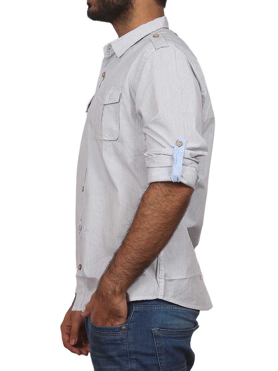 Light Grey Pin Lined Casual Shirt