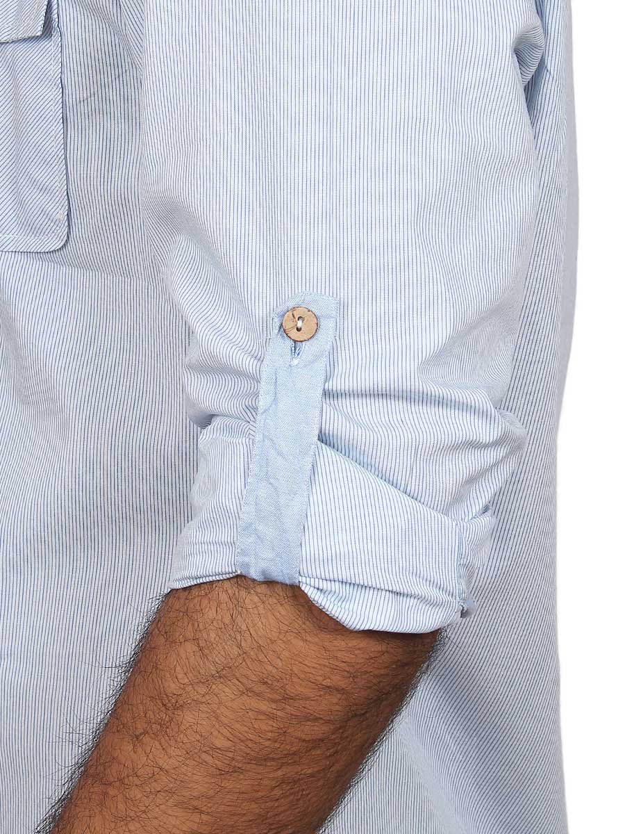 Sky Blue Pin Lined Casual Shirt