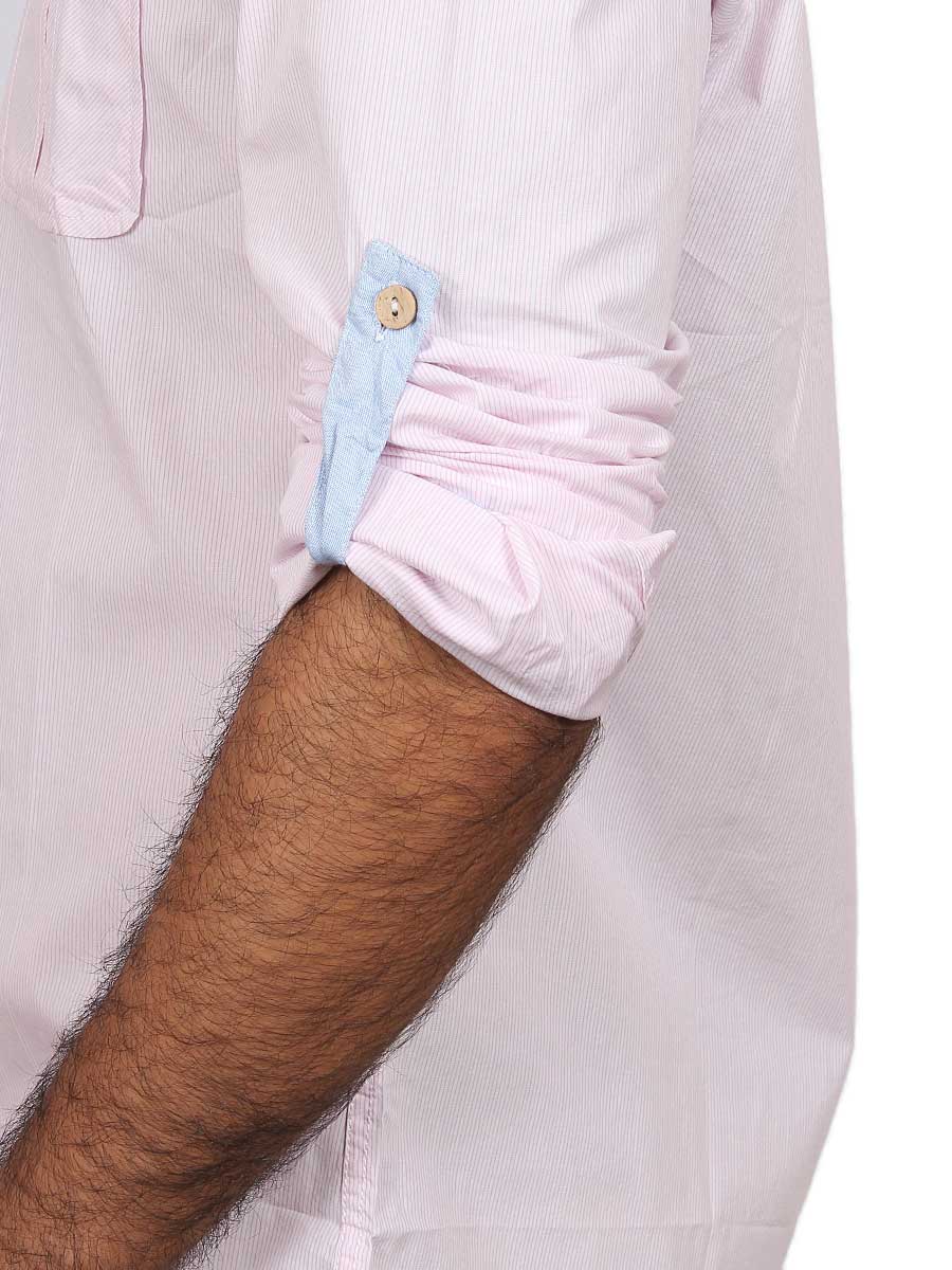 Baby Pink Pin Lined Casual Shirt