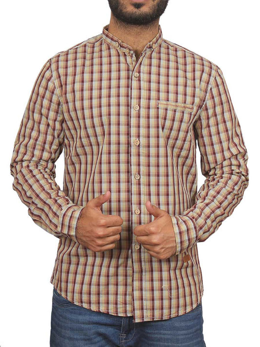 Beige and Brown Checks Casual Shirt