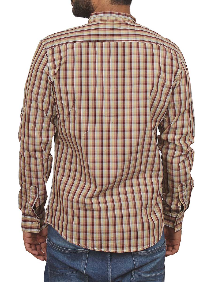 Beige and Brown Checks Casual Shirt