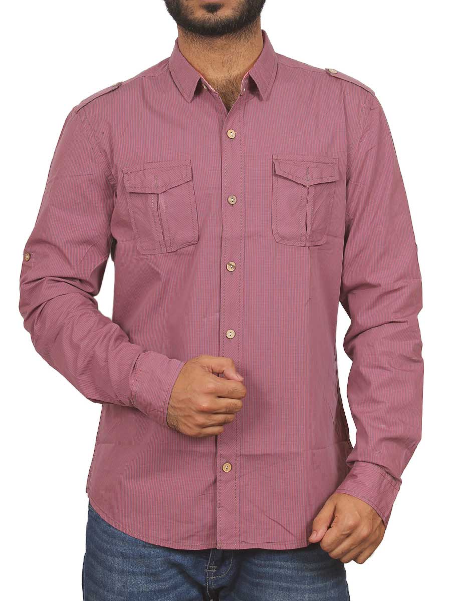 Purple Micro Check Casual Shirt
