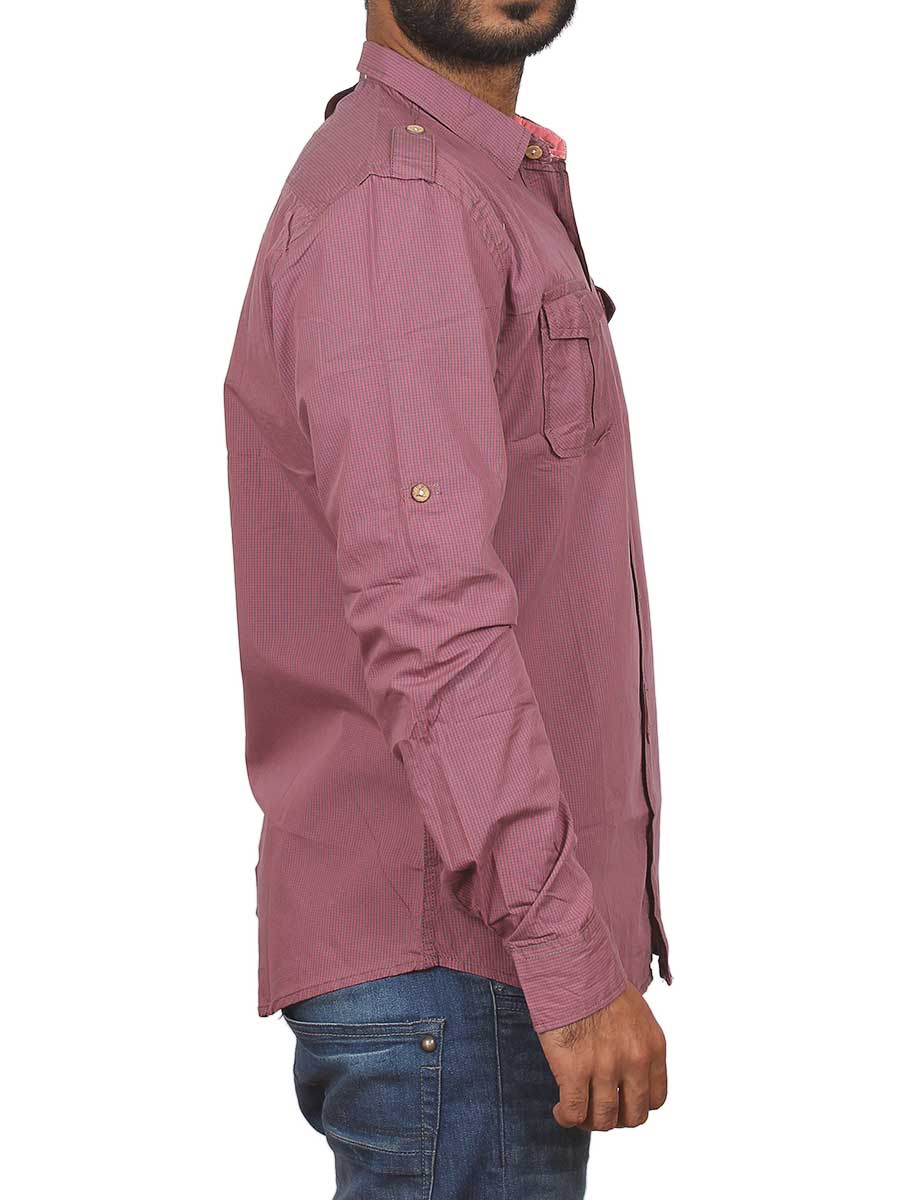 Purple Micro Check Casual Shirt