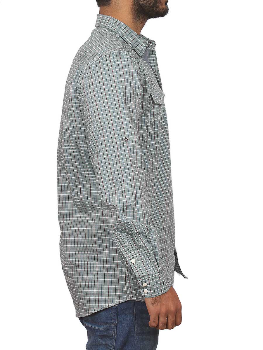 Green with Multi Checks Casual Shirt