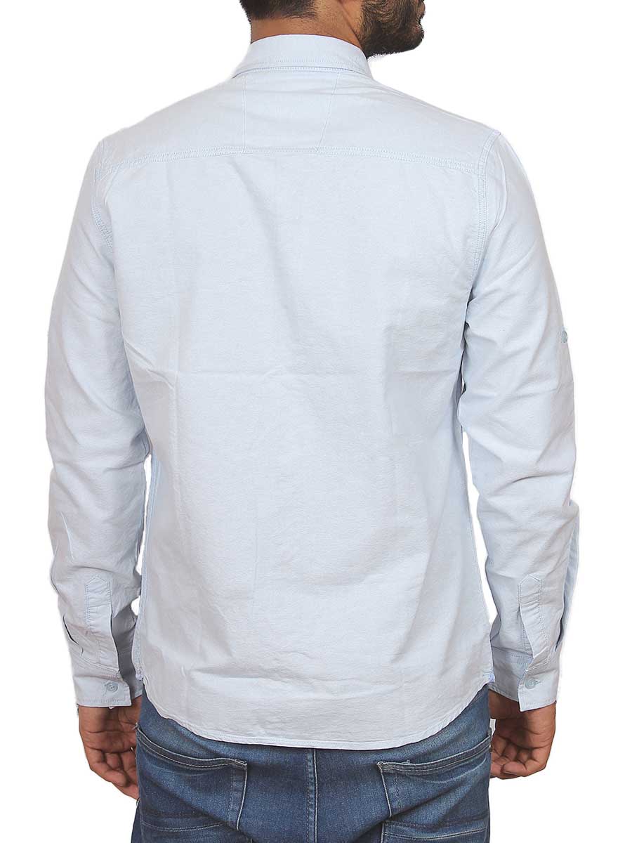Light Blue Plain Self Design Casual Shirt