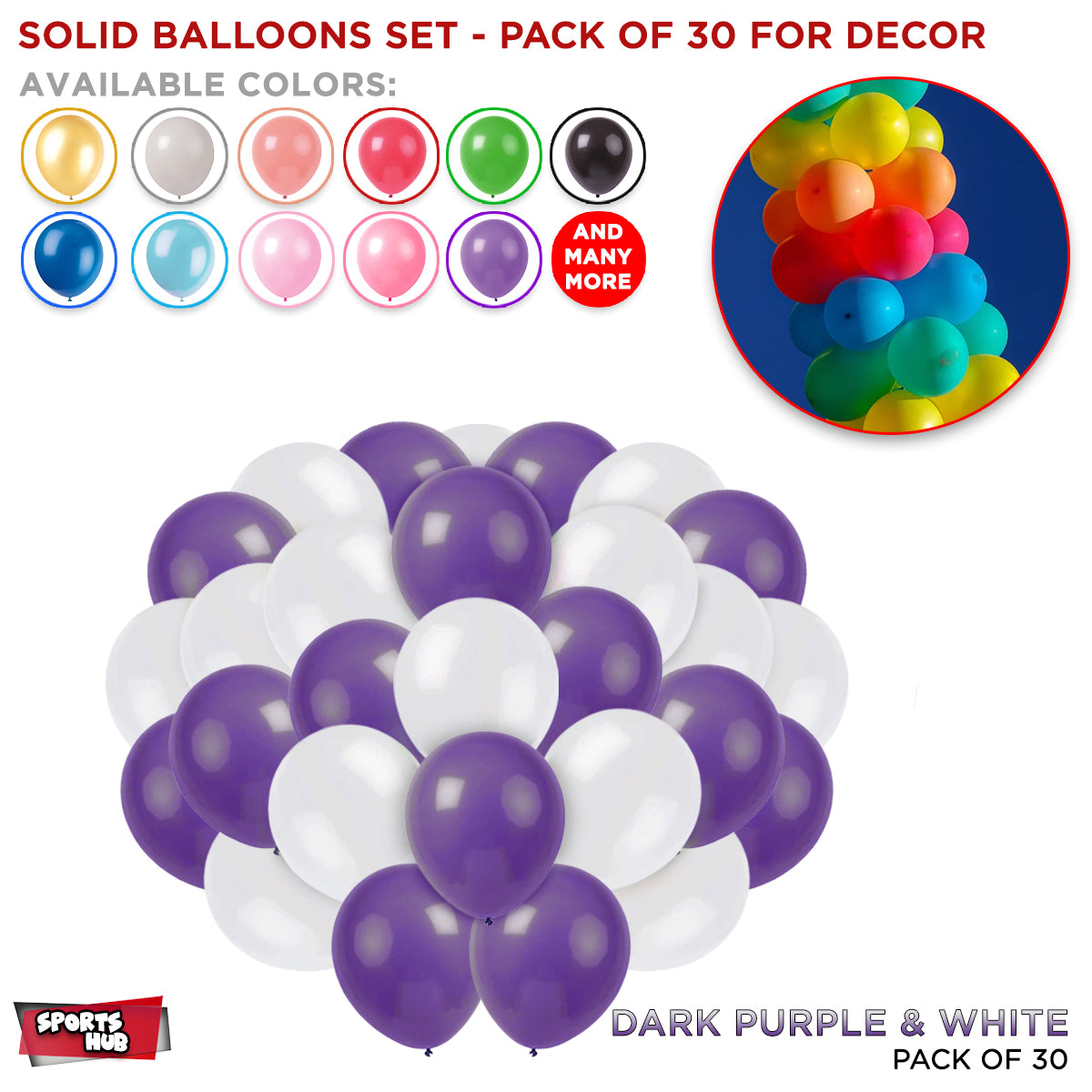 Solid Latex Balloons 30 Pcs