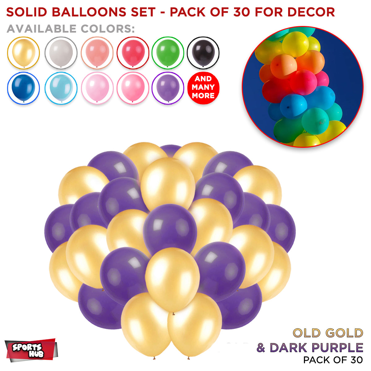 Solid Latex Balloons 30 Pcs