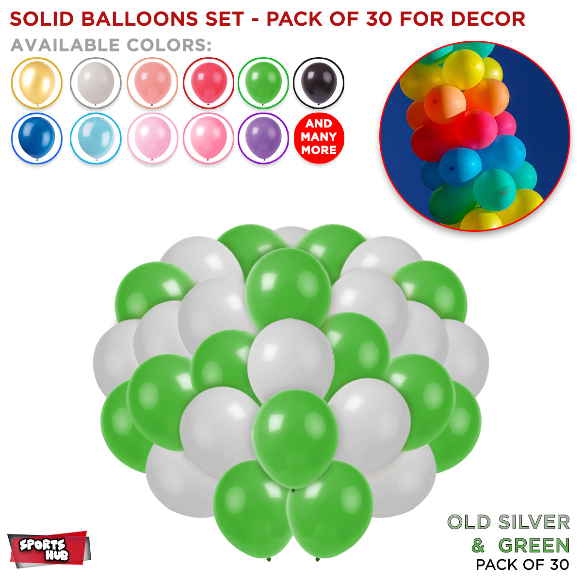 Solid Latex Balloons 30 Pcs