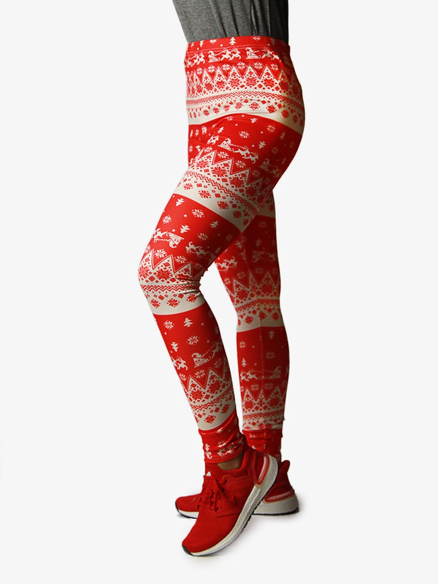 Reindeer Snowflake - Compression Tights - 1617 - Orange / Multi