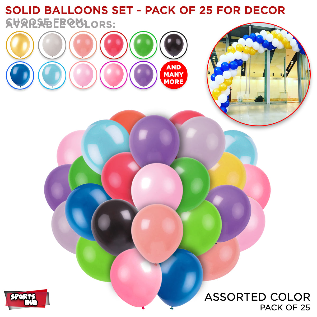 Solid Latex Balloons 25 Pcs